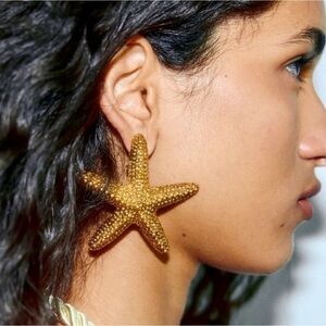 Gold Oversized Star Fish Luxury Earrings